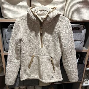 North Face Cream Sherpa Pullover with Half-Zip